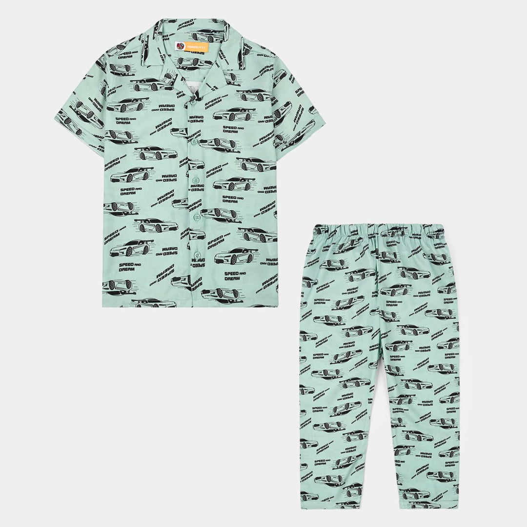 Boys Linen Viscose Nightwear - Speed & Dream - Sea Green