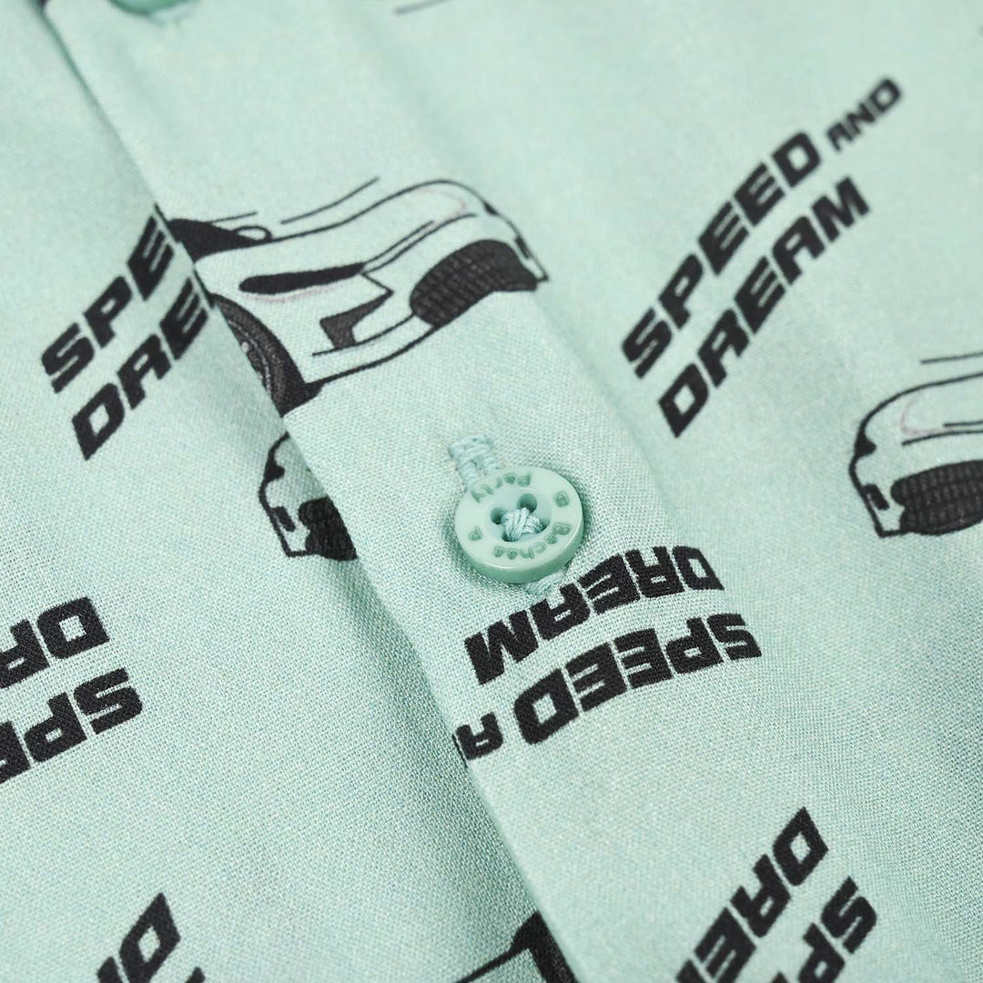 Boys Linen Viscose Nightwear - Speed & Dream - Sea Green