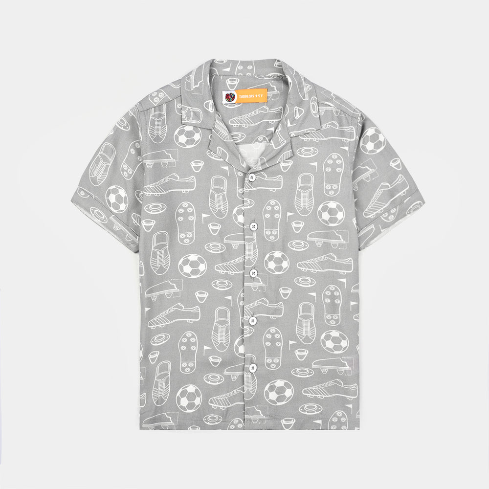Boys Linen Viscose Nightwear-Football-GREY