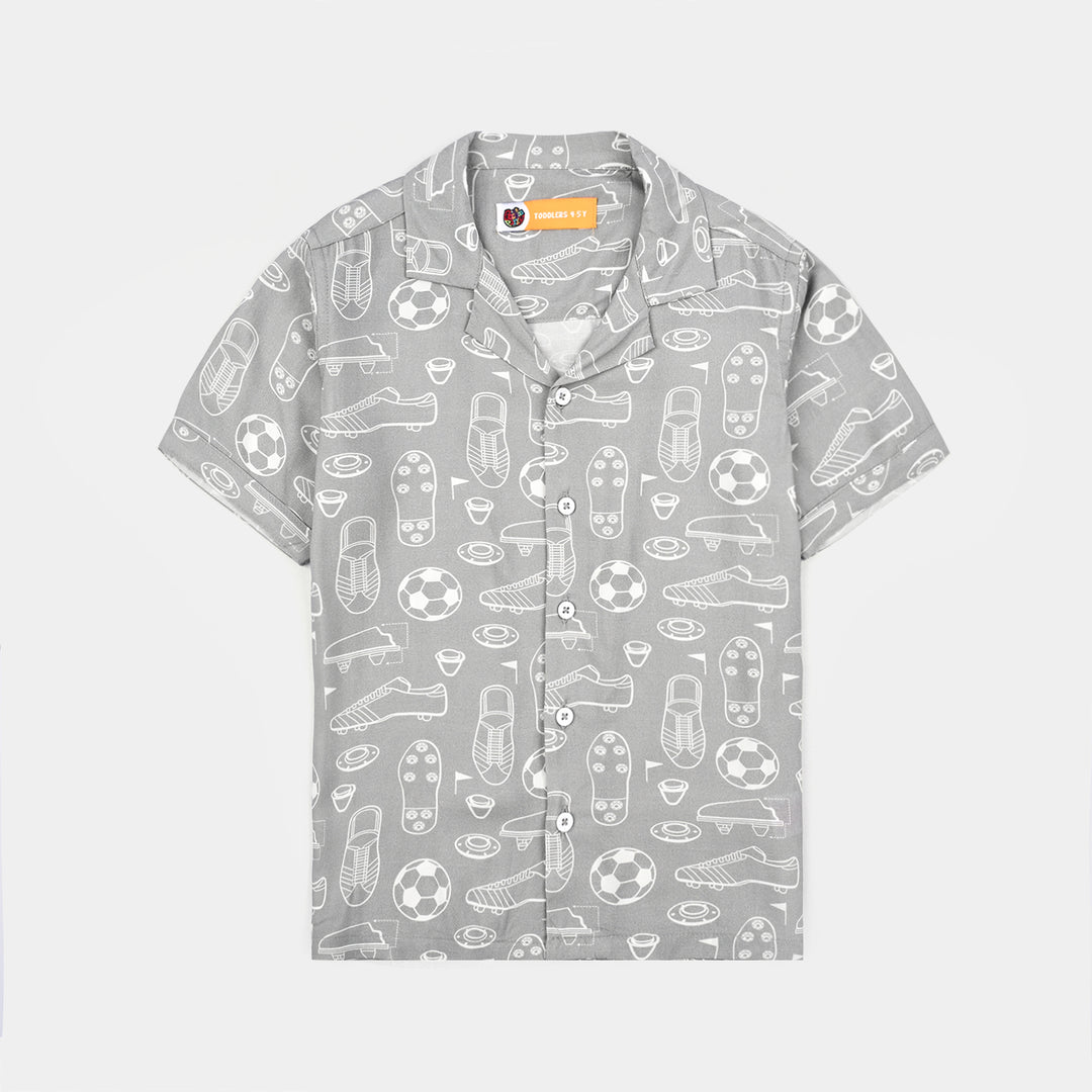 Boys Linen Viscose Nightwear-Football-GREY