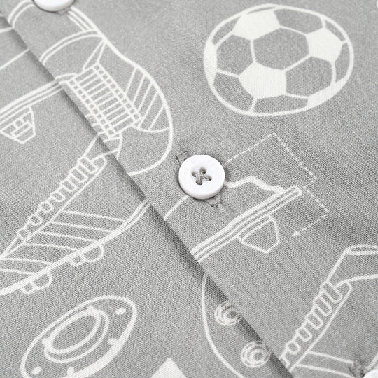 Boys Linen Viscose Nightwear-Football-GREY