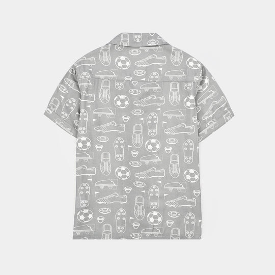 Boys Linen Viscose Nightwear-Football-GREY