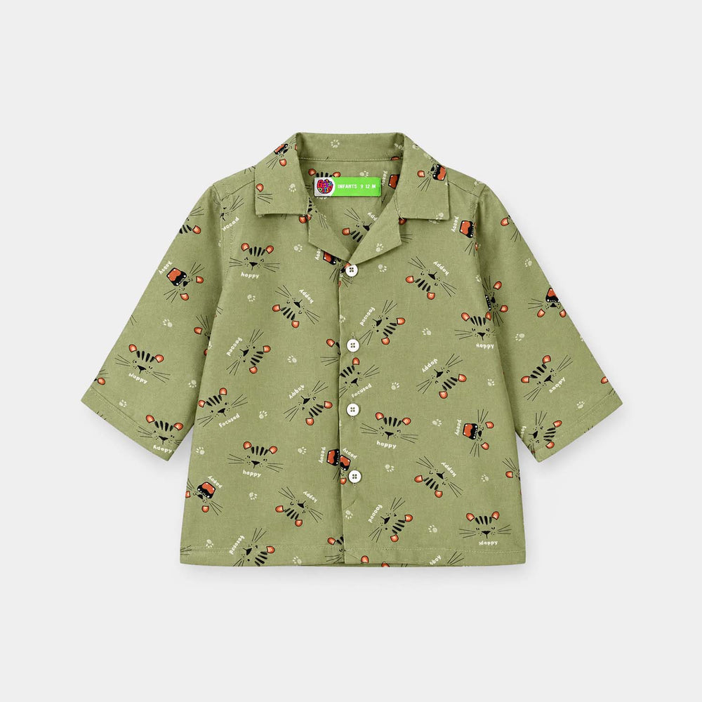 Infant Boys Linen Viscose Nightwear Sleepy-Green