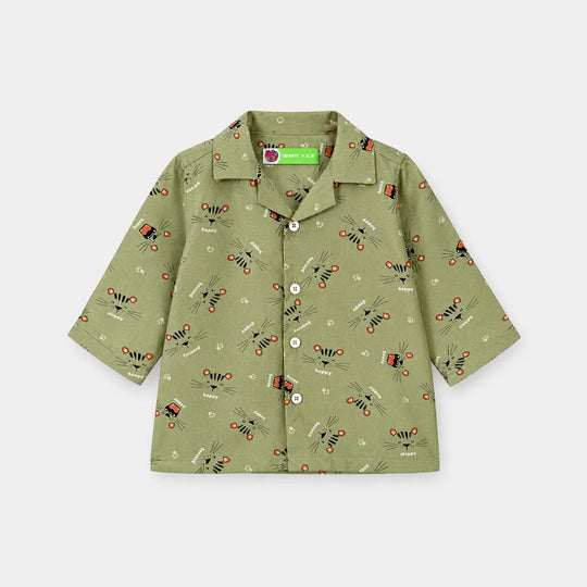 Infant Boys Linen Viscose Nightwear Sleepy-Green