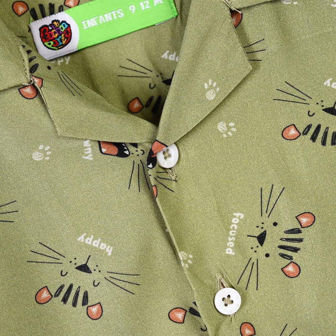 Infant Boys Linen Viscose Nightwear Sleepy-Green