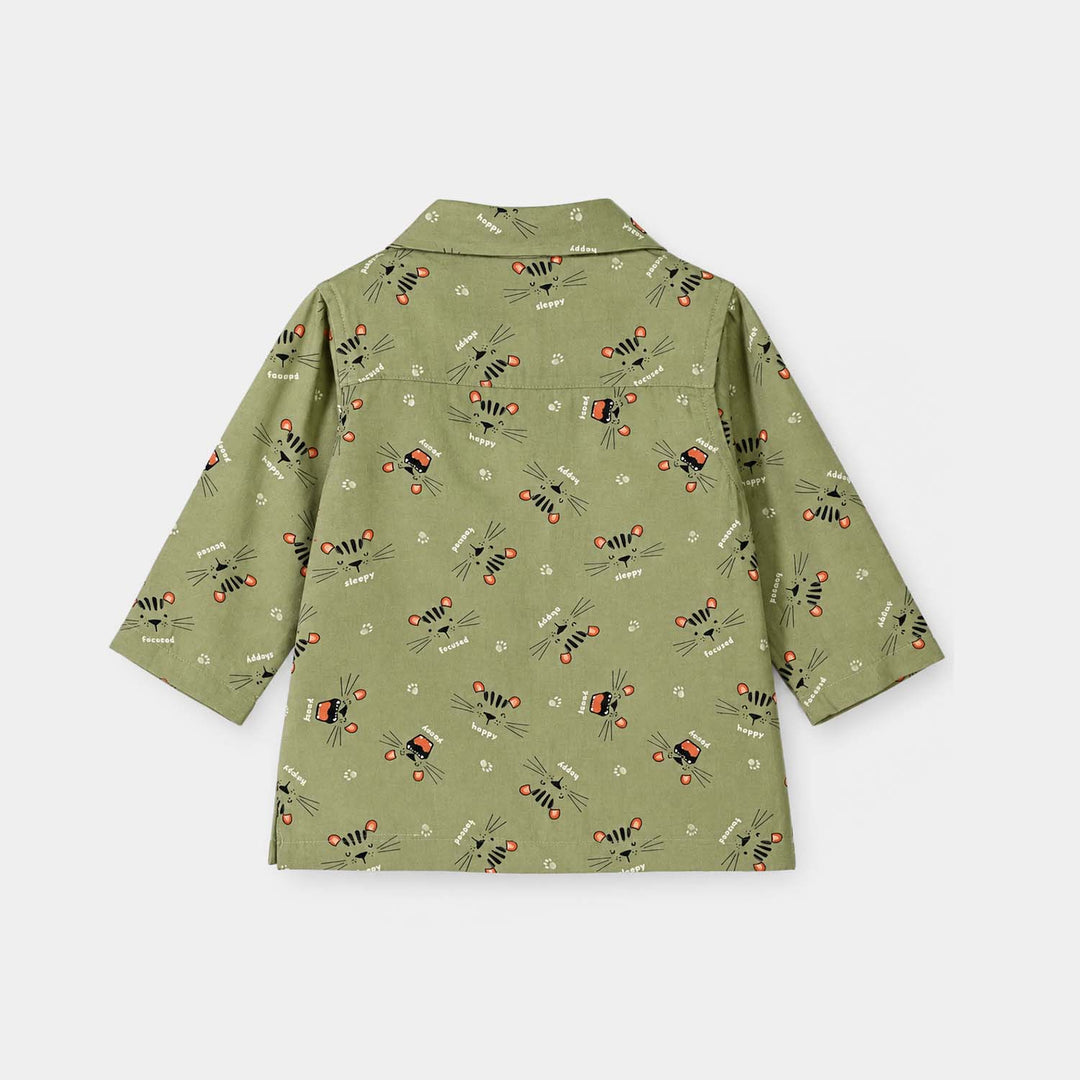 Infant Boys Linen Viscose Nightwear Sleepy-Green