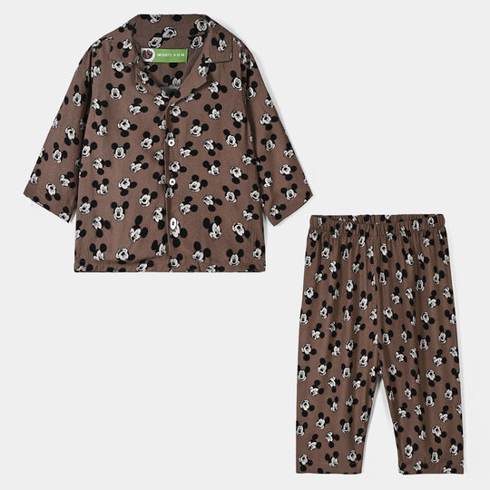 Infant Boys Linen Viscose Nightwear Character-BROWN