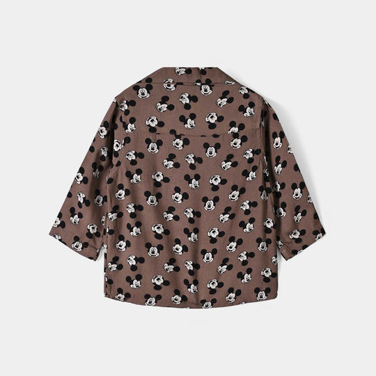 Infant Boys Linen Viscose Nightwear Character-BROWN