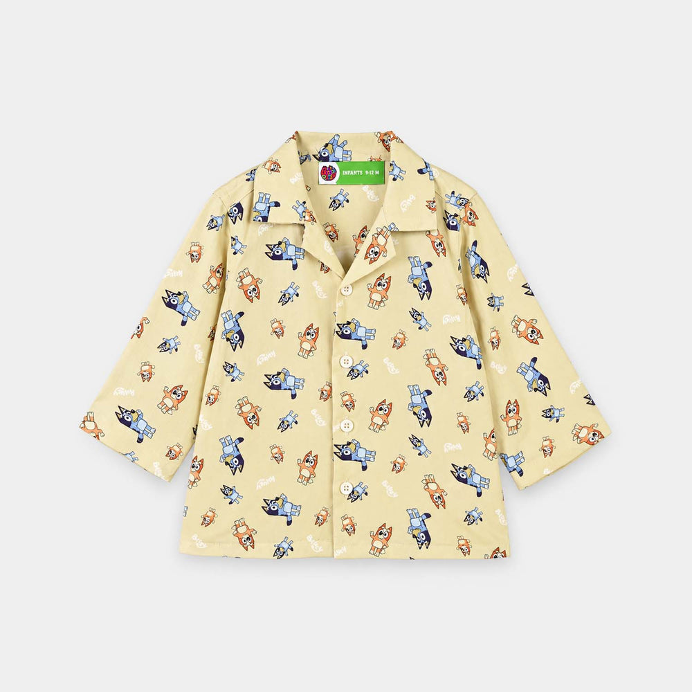 Infant Boys Linen Viscose Nightwear-Bluey-Yellow