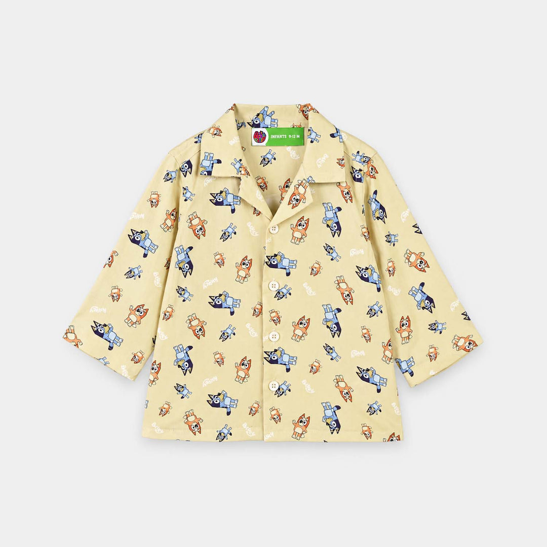 Infant Boys Linen Viscose Nightwear-Bluey-Yellow