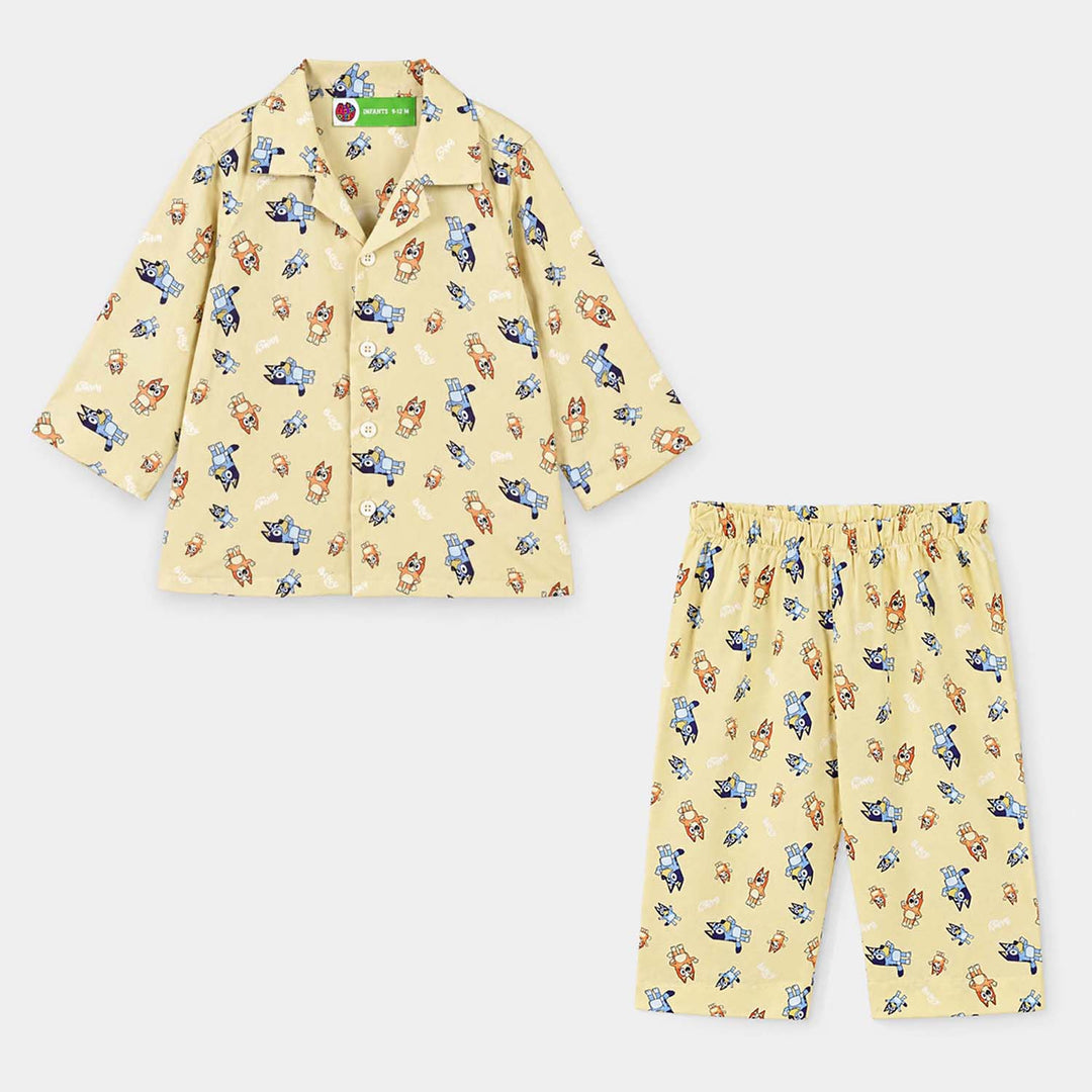 Infant Boys Linen Viscose Nightwear-Bluey-Yellow