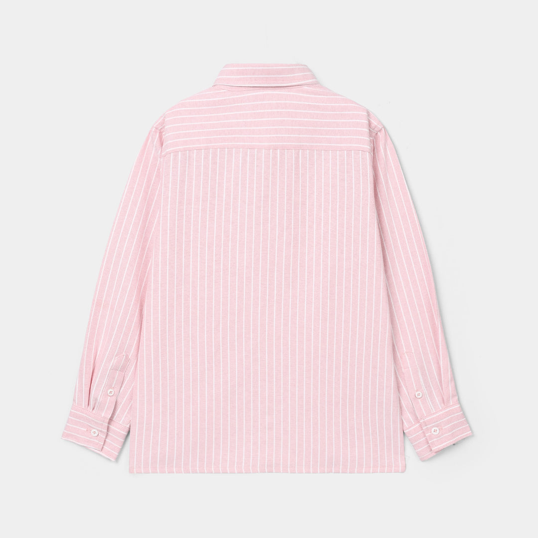Boys Yarn Dyed Shirt (Three)- Pink Stripe