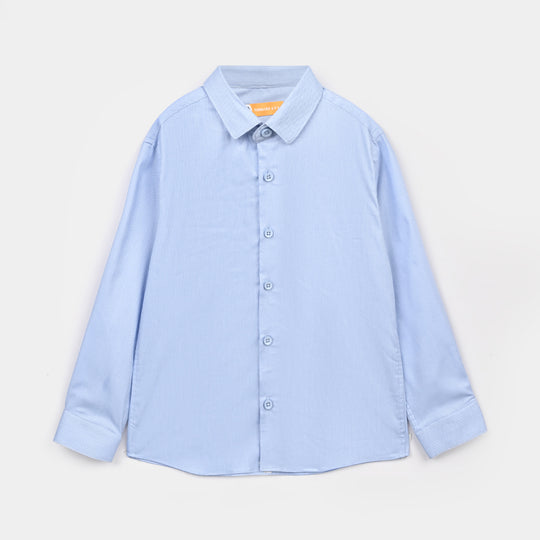 Boys Yarn Dyed Formal Shirt (Blue)