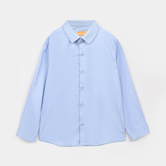 Boys Yarn Dyed Formal Shirt (Blue)