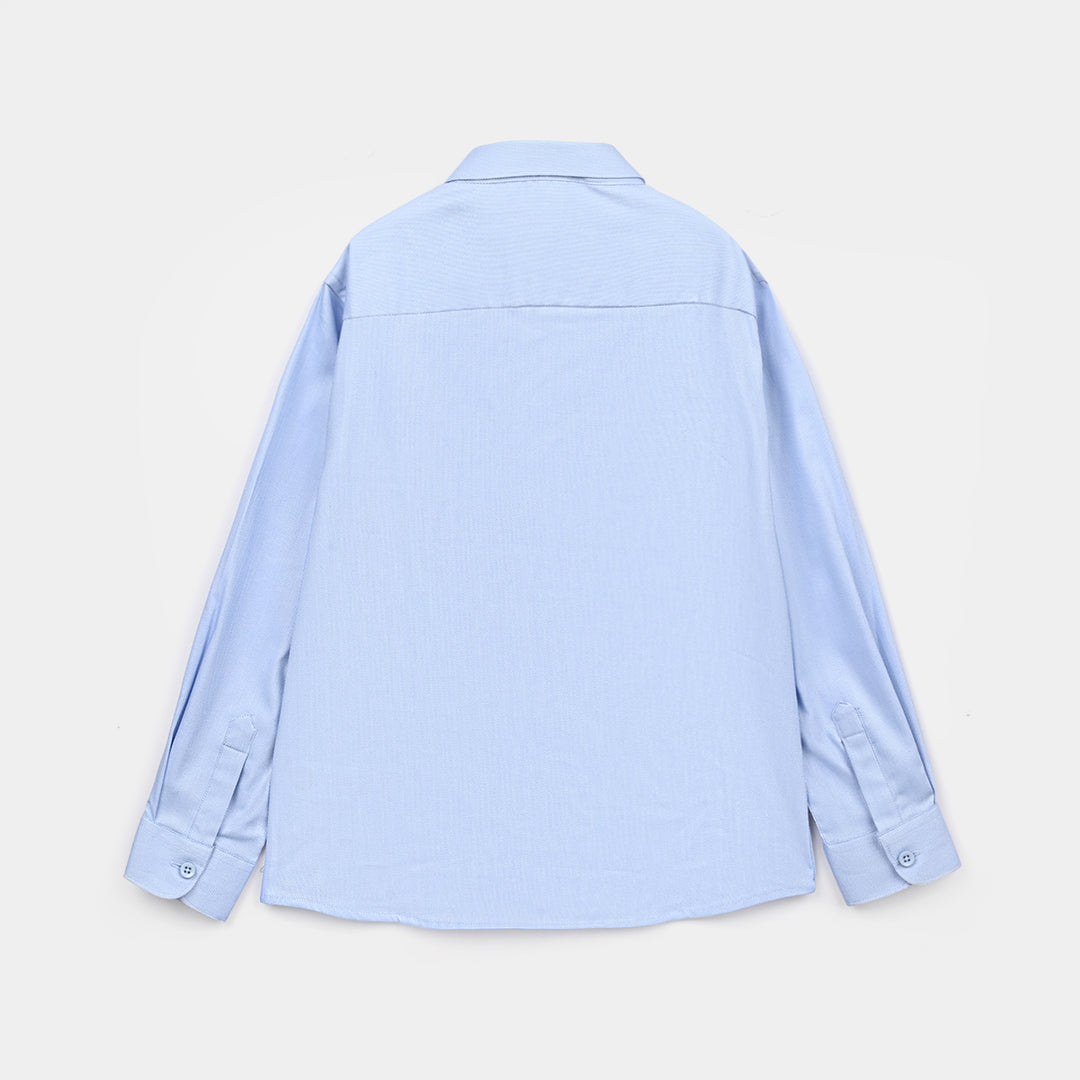 Boys Yarn Dyed Formal Shirt (Blue)