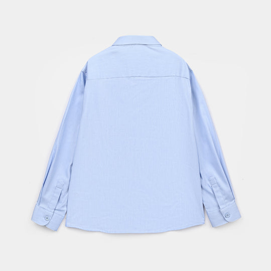 Boys Yarn Dyed Formal Shirt (Blue)