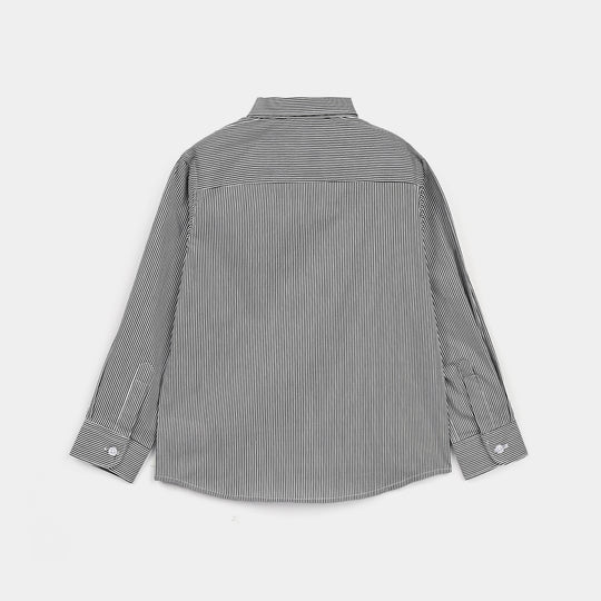 Boys Yarn Dyed Formal Shirt (Black Stripe)