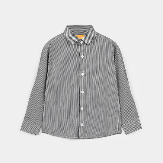 Boys Yarn Dyed Formal Shirt (Black Stripe)
