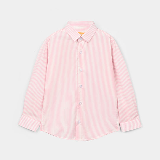 Boys Yarn Dyed Formal Shirt (Pink Stripe)
