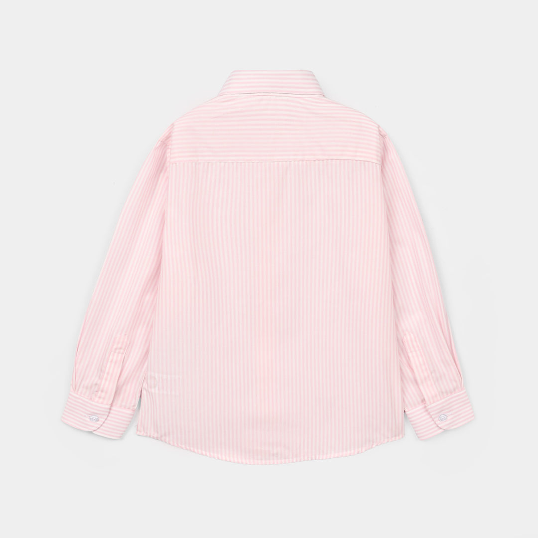 Boys Yarn Dyed Formal Shirt (Pink Stripe)