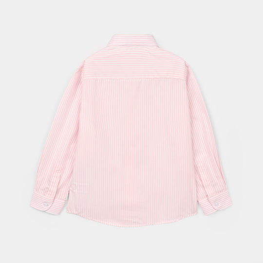 Boys Yarn Dyed Formal Shirt (Pink Stripe)