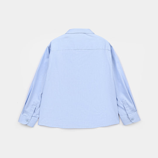 Infant Boys Yarn Dyed Formal Shirt (L/Blue)