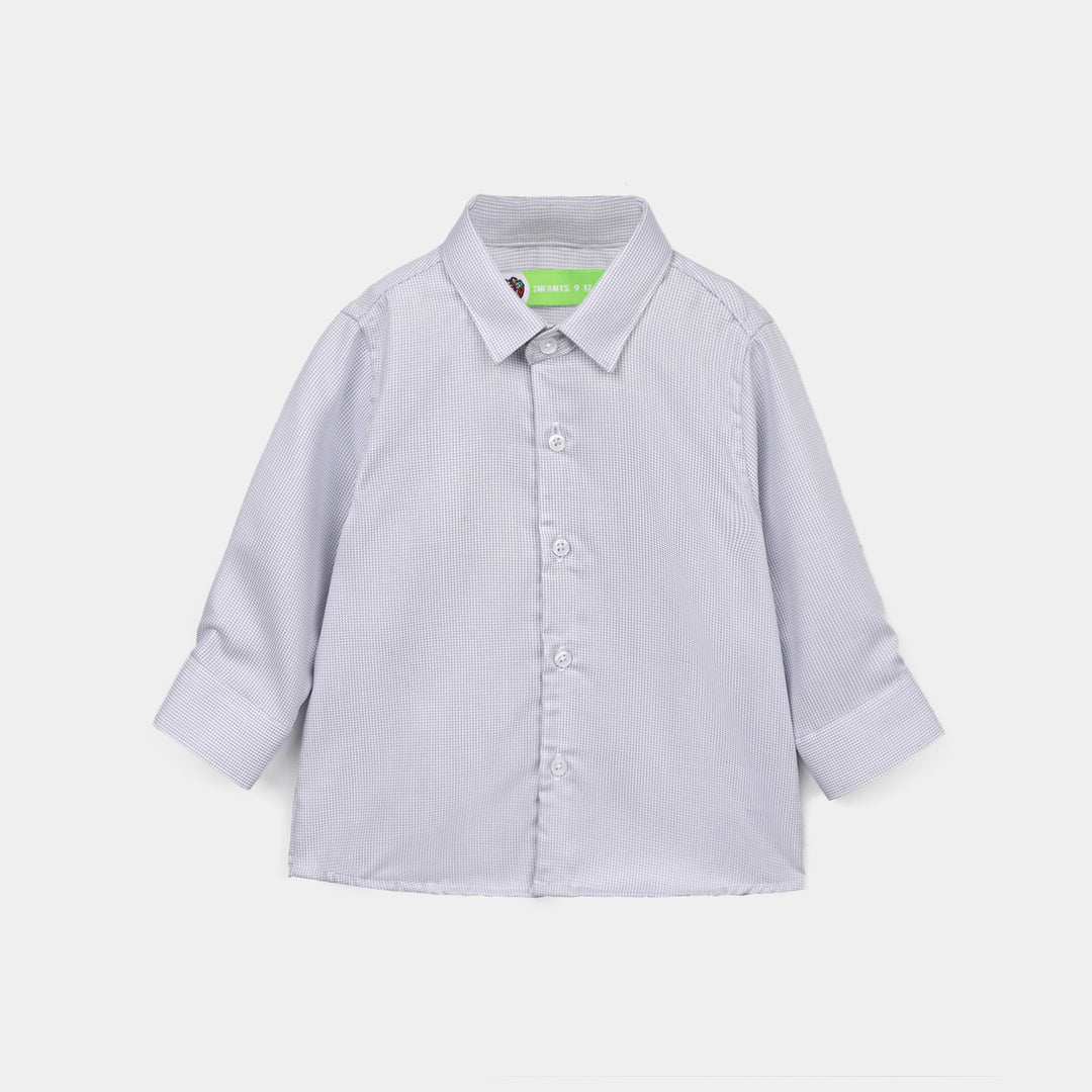 Infant Boys Yarn Dyed Formal Shirt (L/Grey)