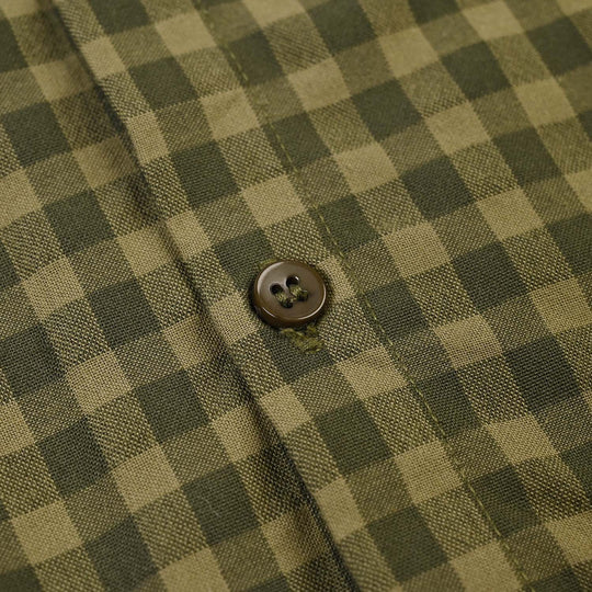 Infant Boys Yarn Dyed Woven Romper-Olive-GREEN