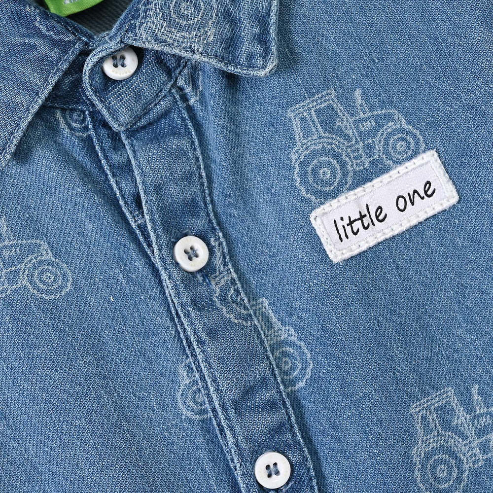 Infant Boys Tensile Denim (Light Denim) Woven Romper-Blue