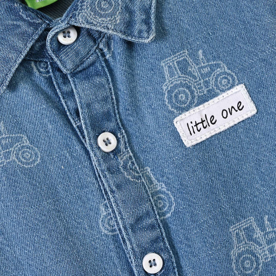 Infant Boys Tensile Denim (Light Denim) Woven Romper-Blue