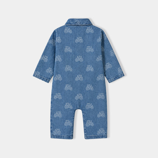 Infant Boys Tensile Denim (Light Denim) Woven Romper-Blue