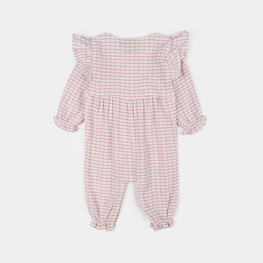 Infant Girls Poly Crinkle Woven Romper-Butterfly-White.Pink