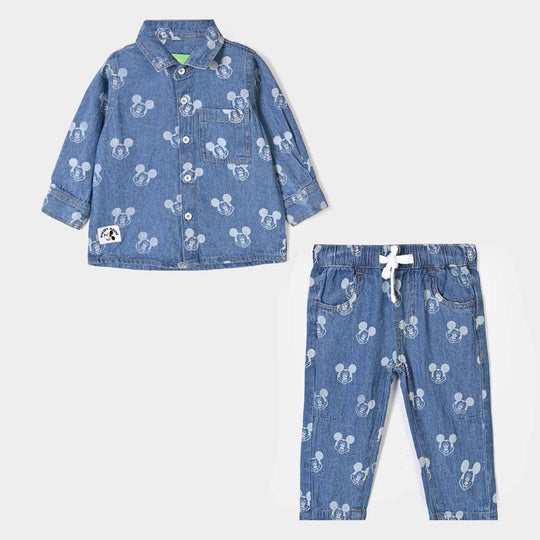 Infant Boys Tensile Denim Suit Character-BLUE