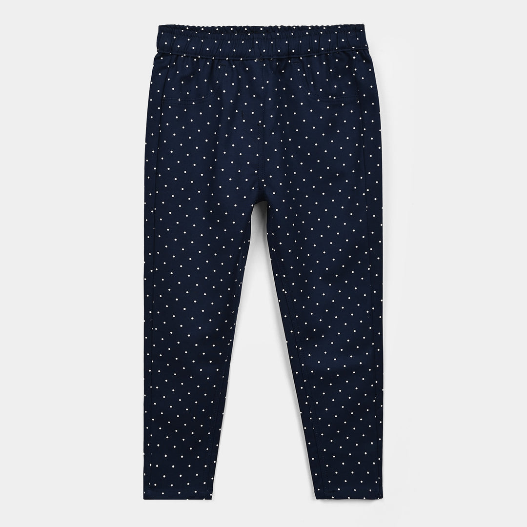 Girls Cotton Twill Jegging Polka-Blue
