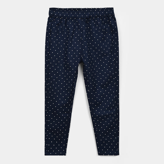 Girls Cotton Twill Jegging Polka-Blue