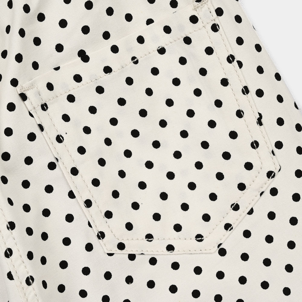 Girls Cotton Twill Jegging Polka-White