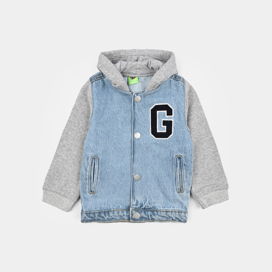 Boys Denim rigid Jacket LOOK LIKE DADDY-Mid Blue