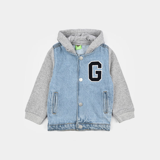 Boys Denim rigid Jacket LOOK LIKE DADDY-Mid Blue