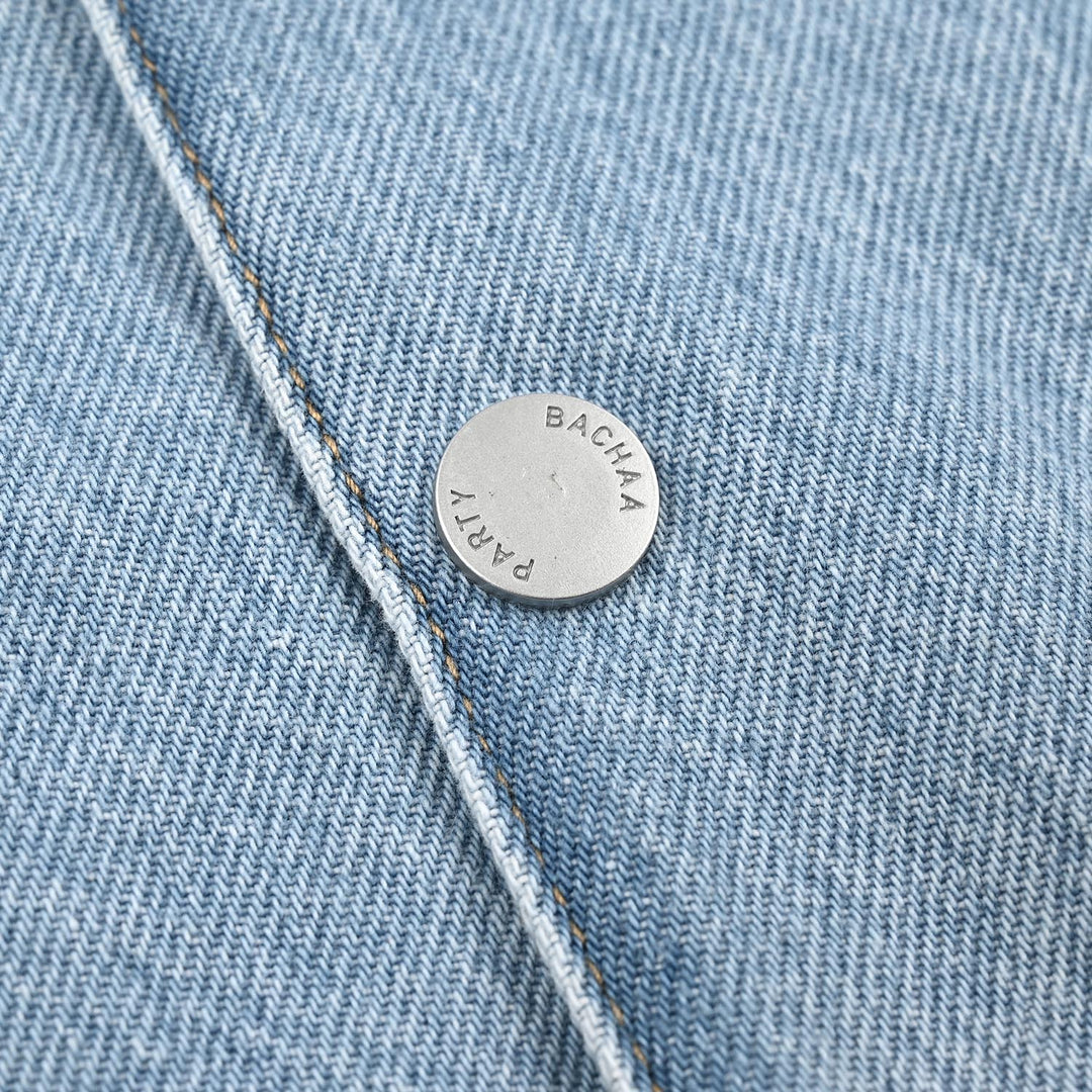 Boys Denim rigid Jacket LOOK LIKE DADDY-Mid Blue