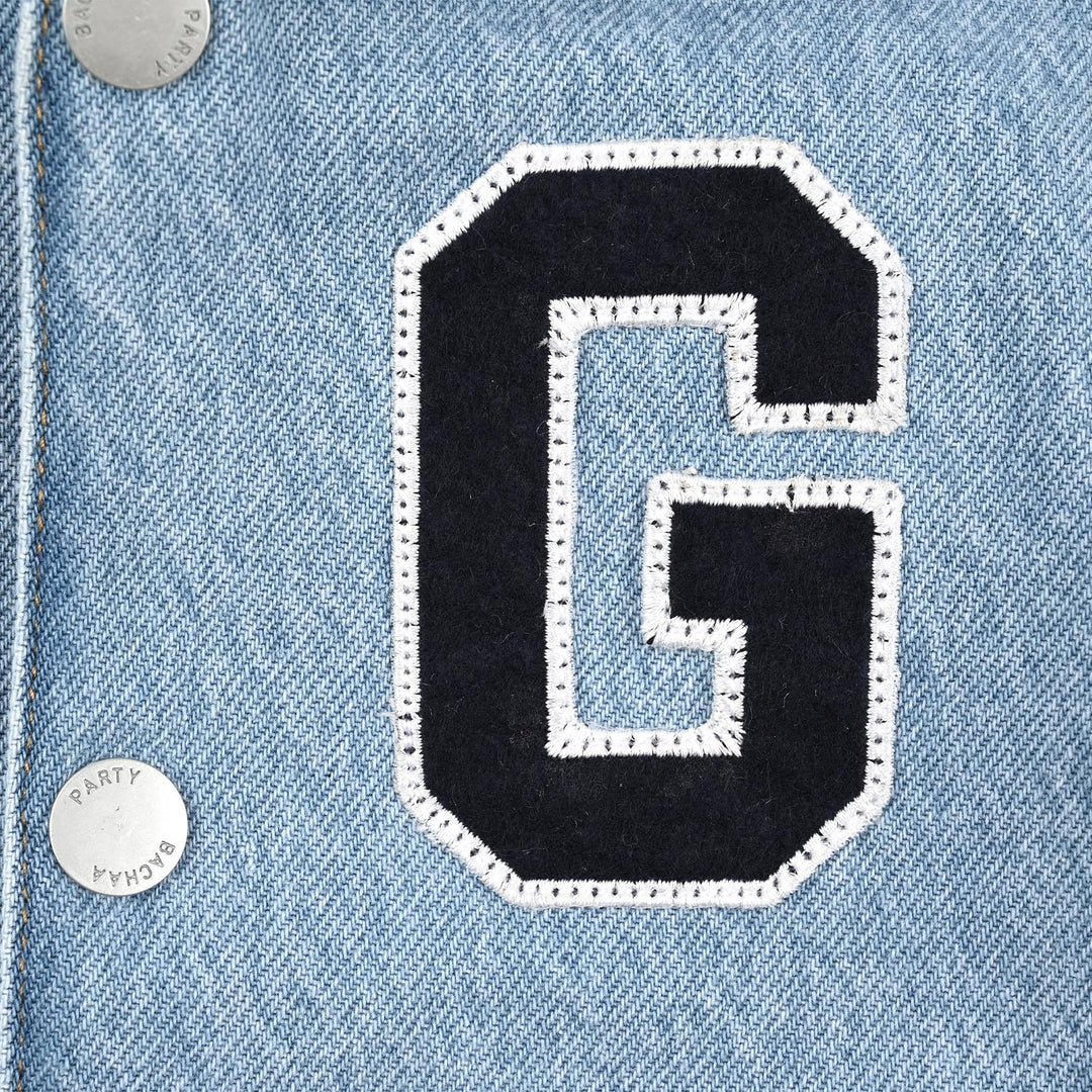 Boys Denim rigid Jacket LOOK LIKE DADDY-Mid Blue