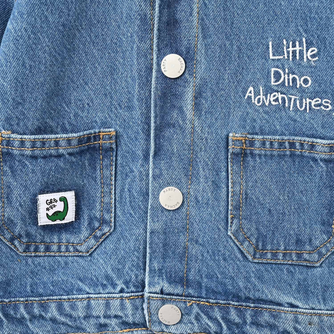 Infant Boys Denim rigid Jacket LITTLE DINO ADVENTURES-Mid Blue