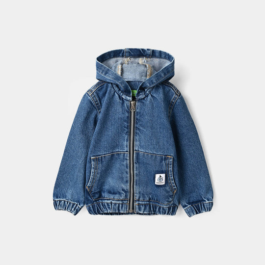 Infant Boys Denim rigid Jacket WARM AND COZY-Mid Blue