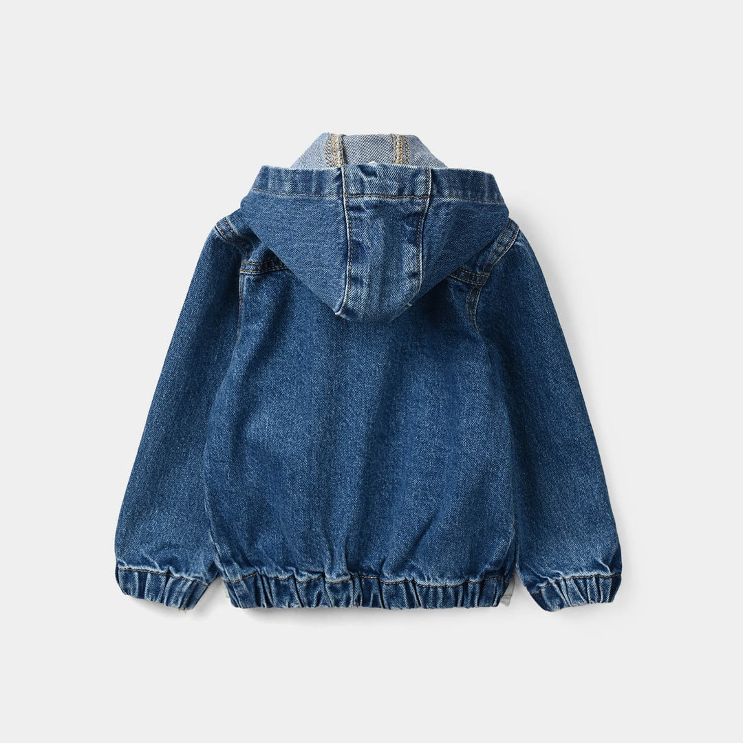 Infant Boys Denim rigid Jacket WARM AND COZY-Mid Blue