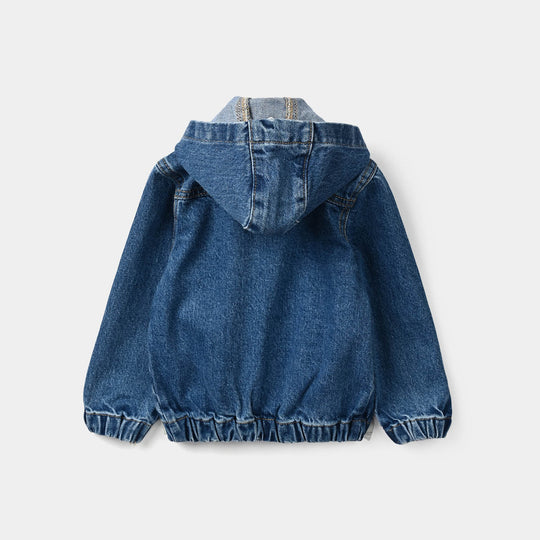 Infant Boys Denim rigid Jacket WARM AND COZY-Mid Blue