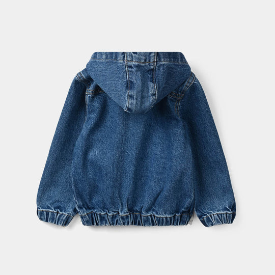 Infant Boys Denim rigid Jacket WARM AND COZY-Mid Blue
