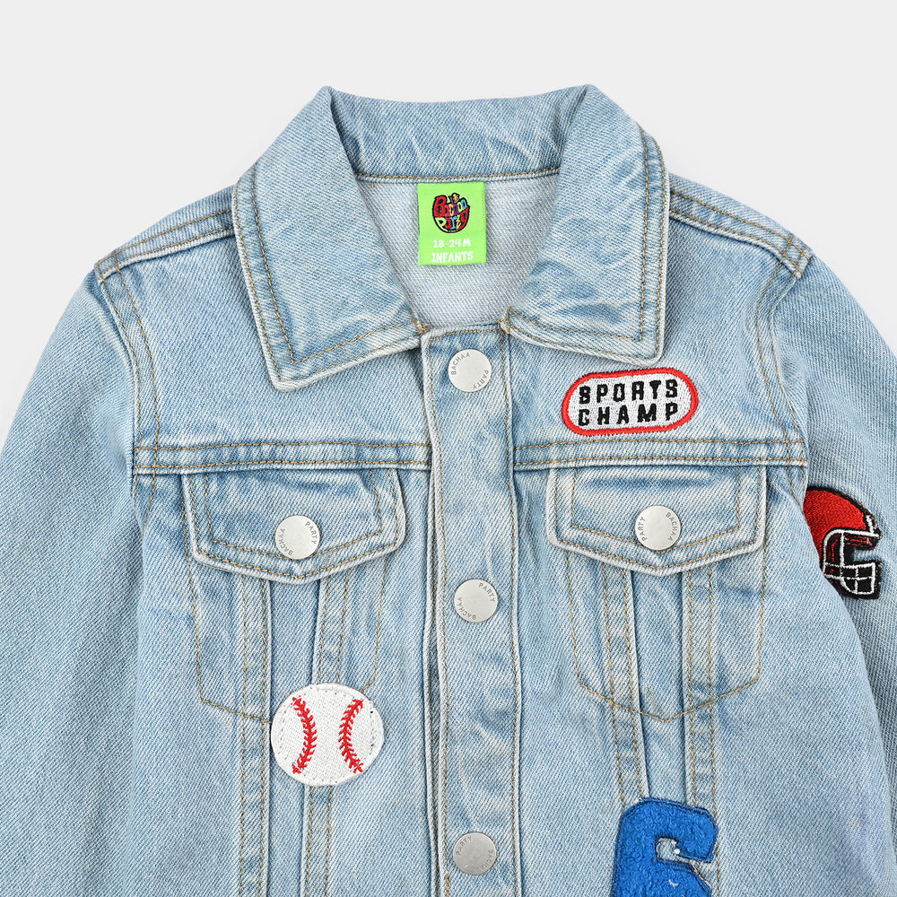 Infant Boys Denim rigid Jacket SPORTS CHAMP - Light Blue