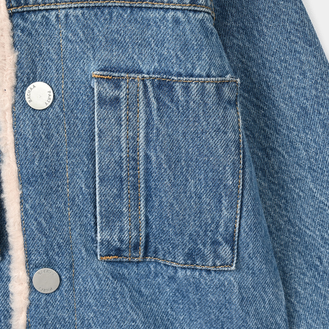 Infant Boys Denim rigid Jacket SHERPA 1-Mid Blue