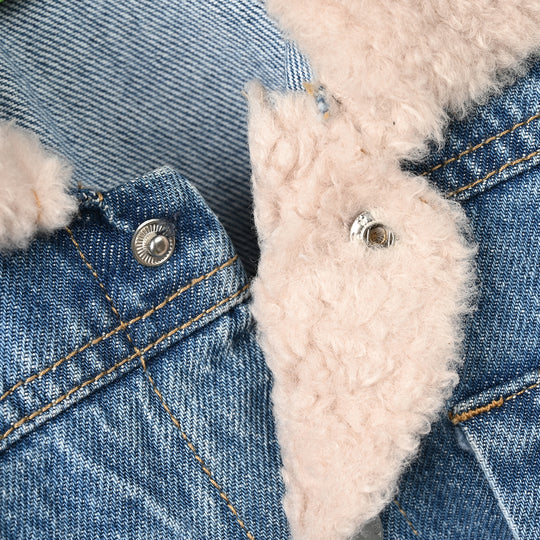 Infant Boys Denim rigid Jacket SHERPA 1-Mid Blue