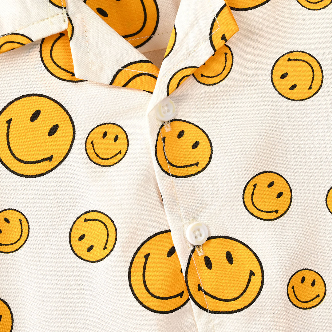 Infant Boys Cotton Nightwear-Smiley-Off.White