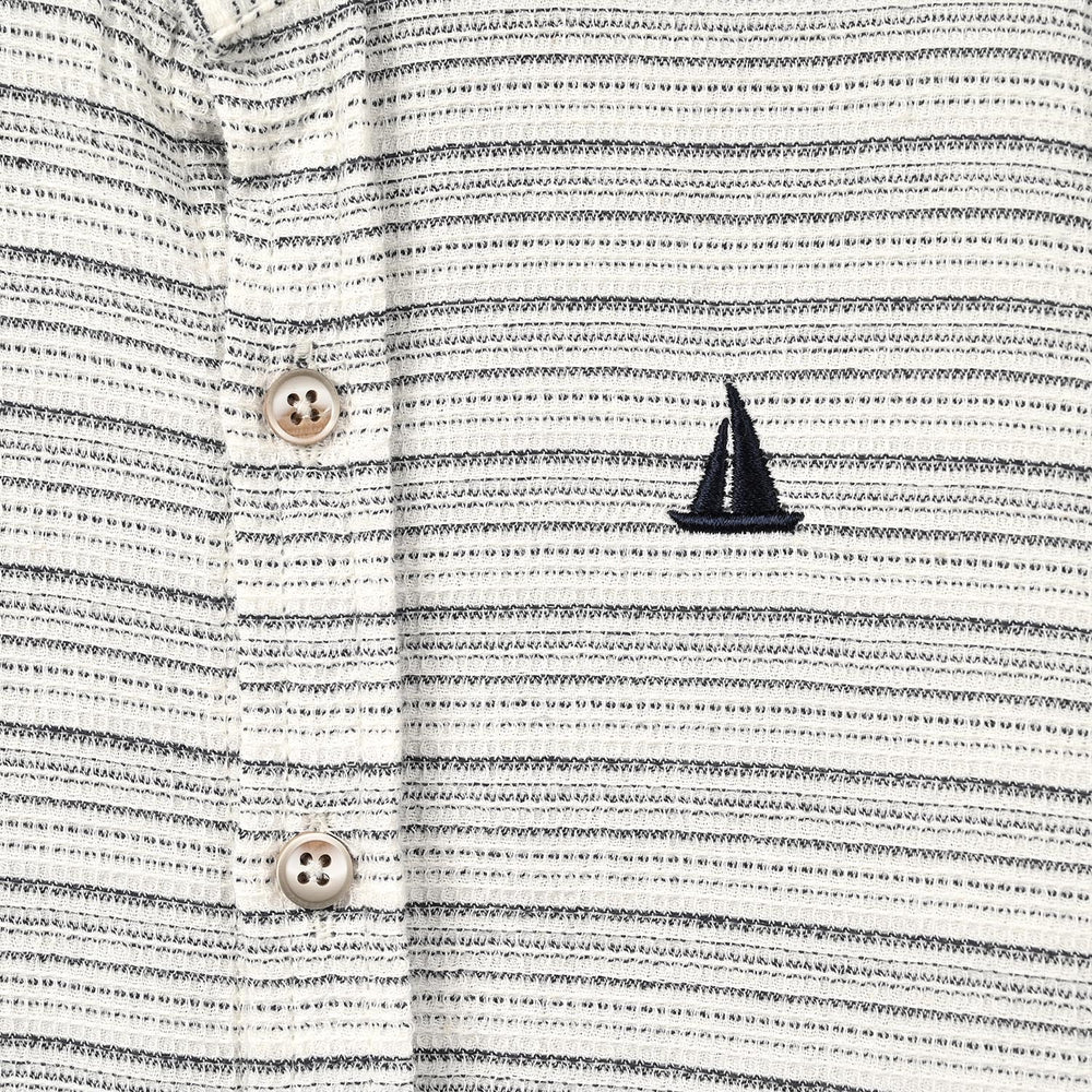 Boys Yarn Dyed Shirt (Boat)- Light Grey